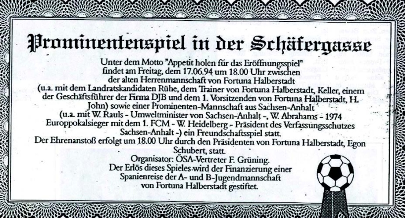 1994 Einladung Prominentenspiel